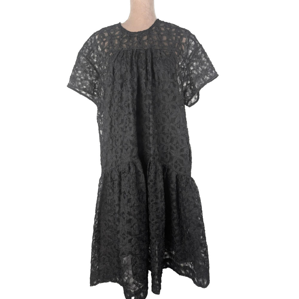 Nwt Black Halo Imara Midi Dress Size M Sheer Floral Tiered Whimsygoth $415